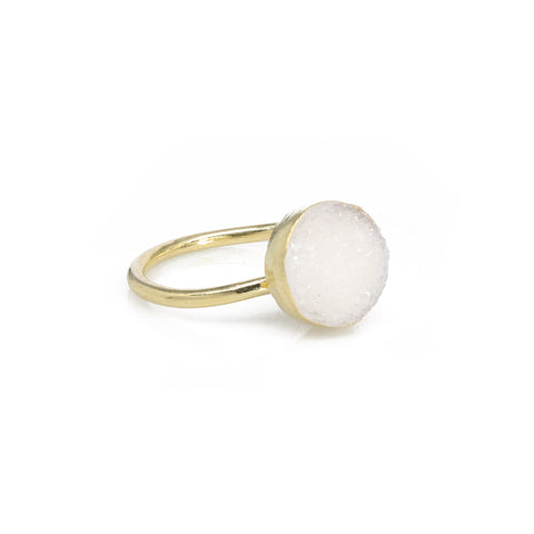 Handmade Micron Gold Ring with 10 mm Agate Druzy Stone