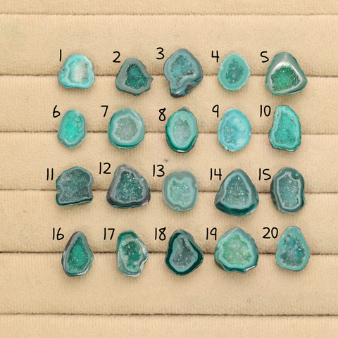 Green Agate Druzy Geode Slices – Perfect for Ring Making