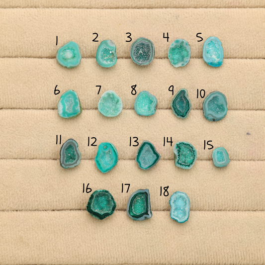 Green Agate Druzy Geode Slices – Perfect for Ring Making