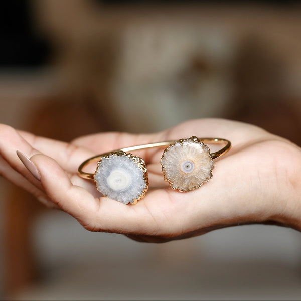 Adjustable Two-Stone Solar Quartz Bracelet | Gold-Plated Brass My Store