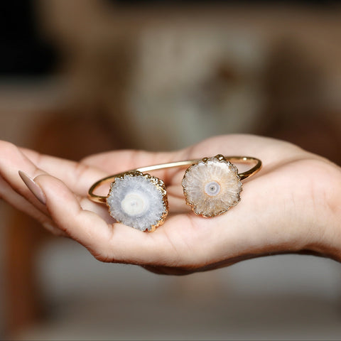 Adjustable Two-Stone Solar Quartz Bracelet | Gold-Plated Brass My Store