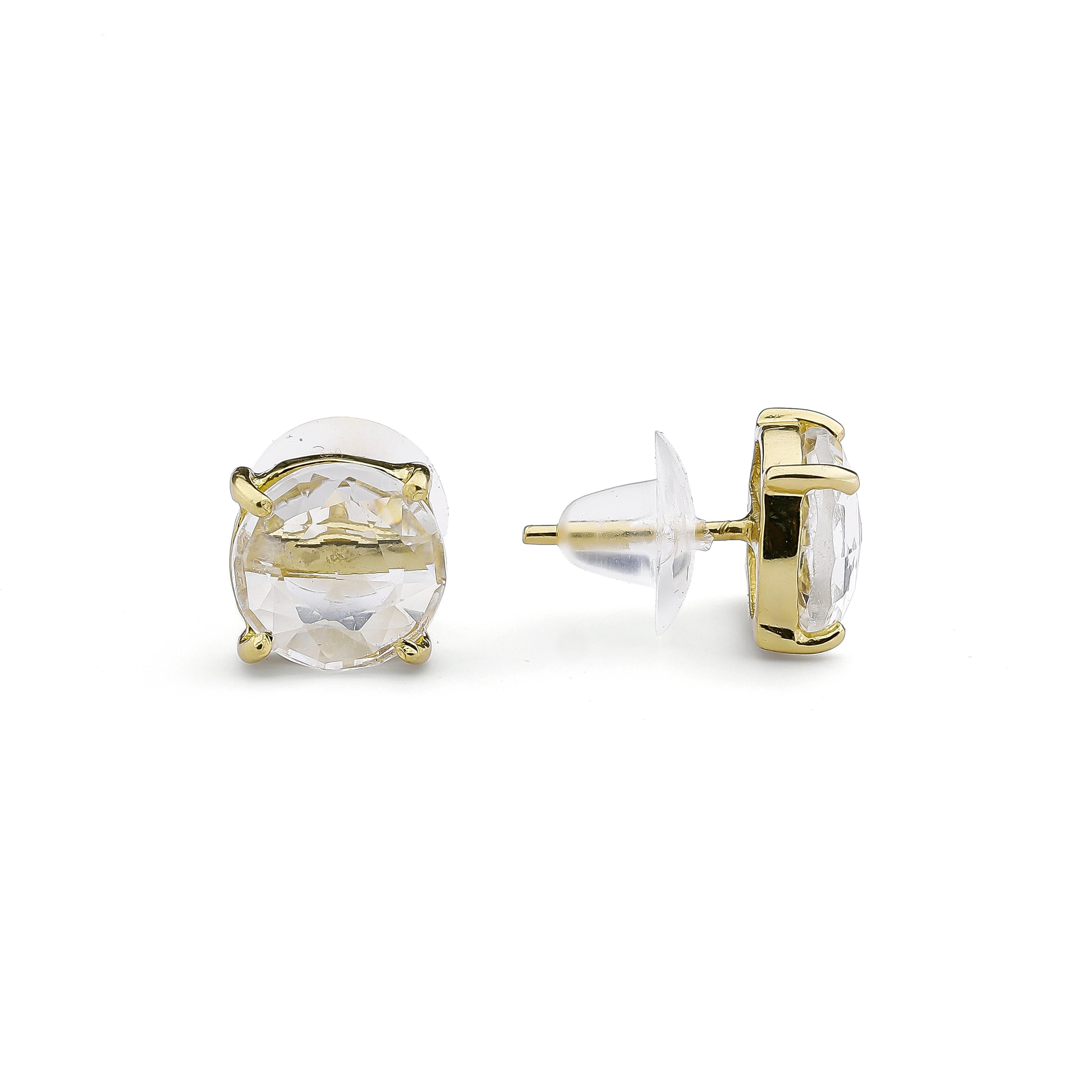 Crystal Rock, Quartz, stud, cabochon earrings, gemstone stud, mimalistic studs, gold gemstone studs My Store