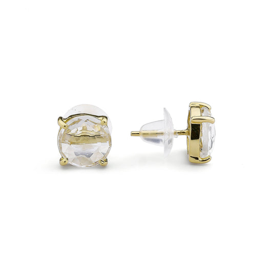 Crystal Rock, Quartz, stud, cabochon earrings, gemstone stud, mimalistic studs, gold gemstone studs My Store