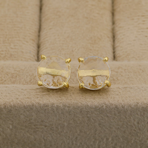 Crystal Rock, Quartz, stud, cabochon earrings, gemstone stud, mimalistic studs, gold gemstone studs My Store