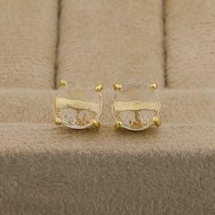 Crystal Rock, Quartz, stud, cabochon earrings, gemstone stud, mimalistic studs, gold gemstone studs My Store