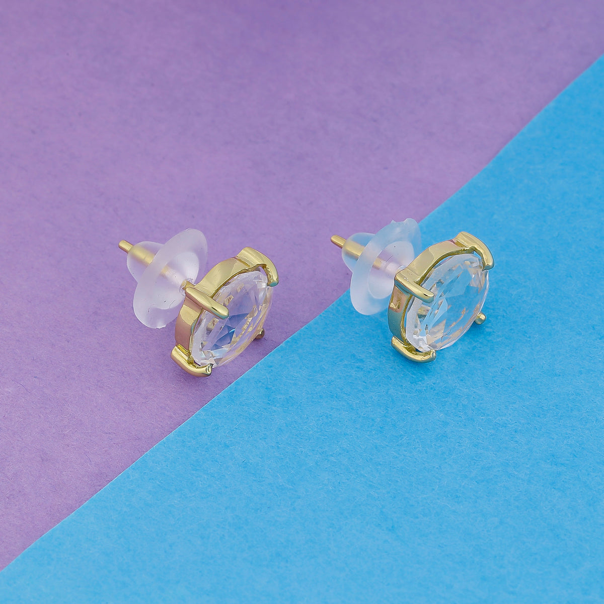 Crystal Rock, Quartz, stud, cabochon earrings, gemstone stud, mimalistic studs, gold gemstone studs My Store