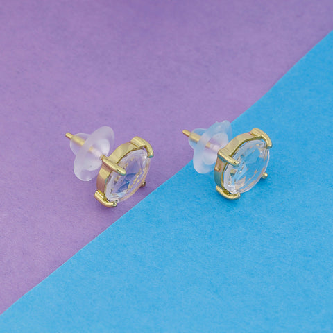 Crystal Rock, Quartz, stud, cabochon earrings, gemstone stud, mimalistic studs, gold gemstone studs My Store