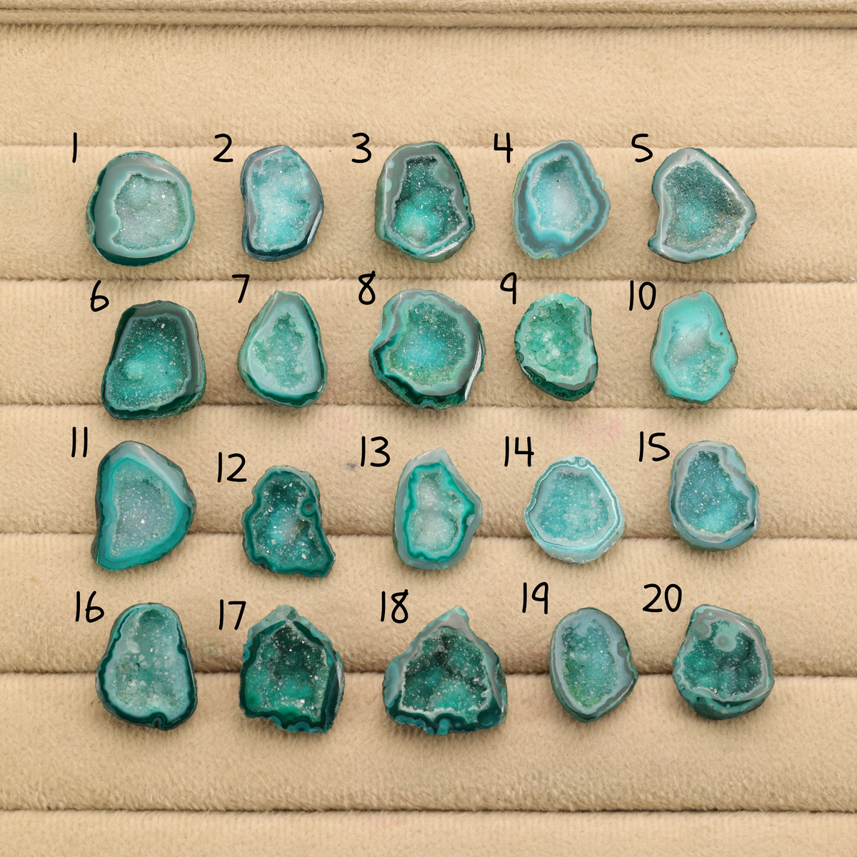 Green Agate Druzy Geode Slices – Perfect for Ring Making