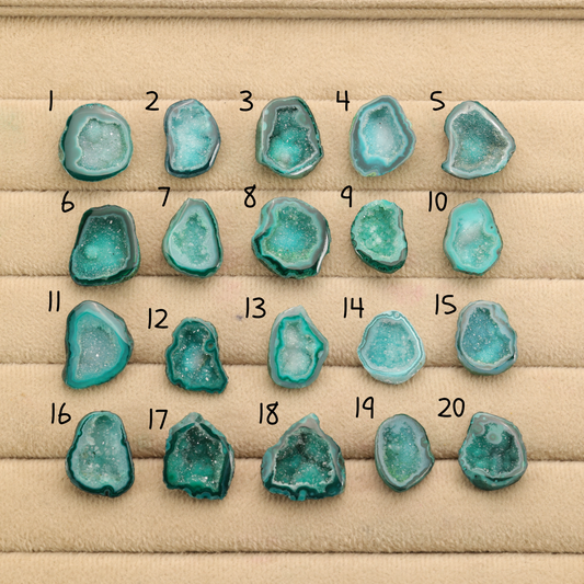 Green Agate Druzy Geode Slices – Perfect for Ring Making