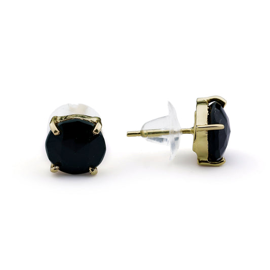 Elegant Handmade Black Onyx Stud Earrings – Gold-Plated Brass, Hypoallergenic Minimalist Jewelry My Store