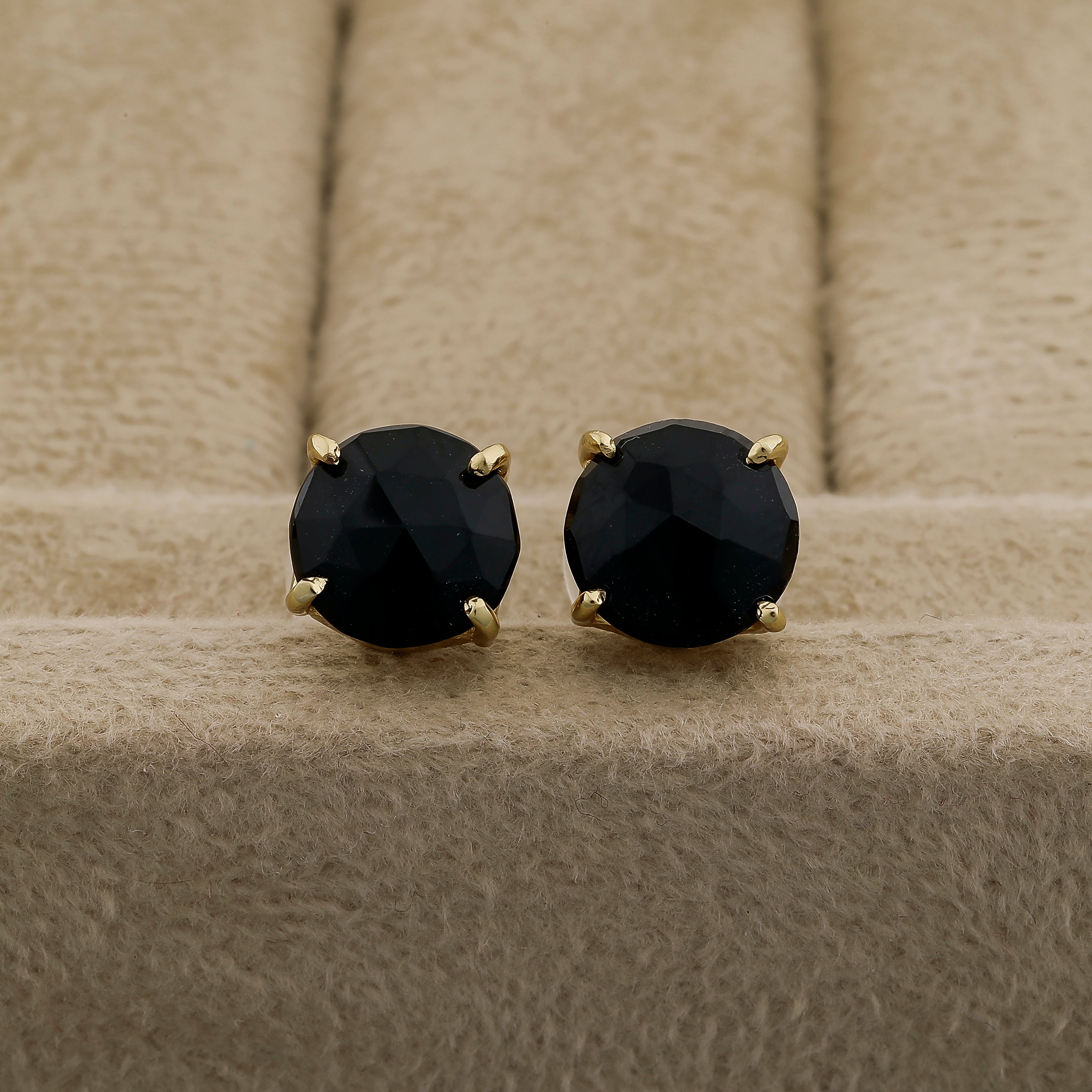 Elegant Handmade Black Onyx Stud Earrings – Gold-Plated Brass, Hypoallergenic Minimalist Jewelry My Store