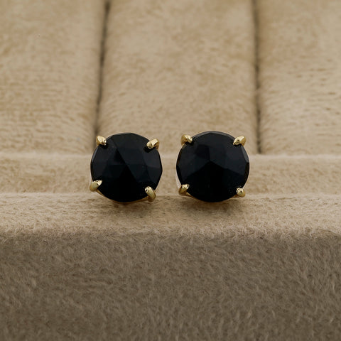 Elegant Handmade Black Onyx Stud Earrings – Gold-Plated Brass, Hypoallergenic Minimalist Jewelry My Store