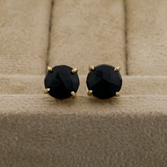 Elegant Handmade Black Onyx Stud Earrings – Gold-Plated Brass, Hypoallergenic Minimalist Jewelry My Store