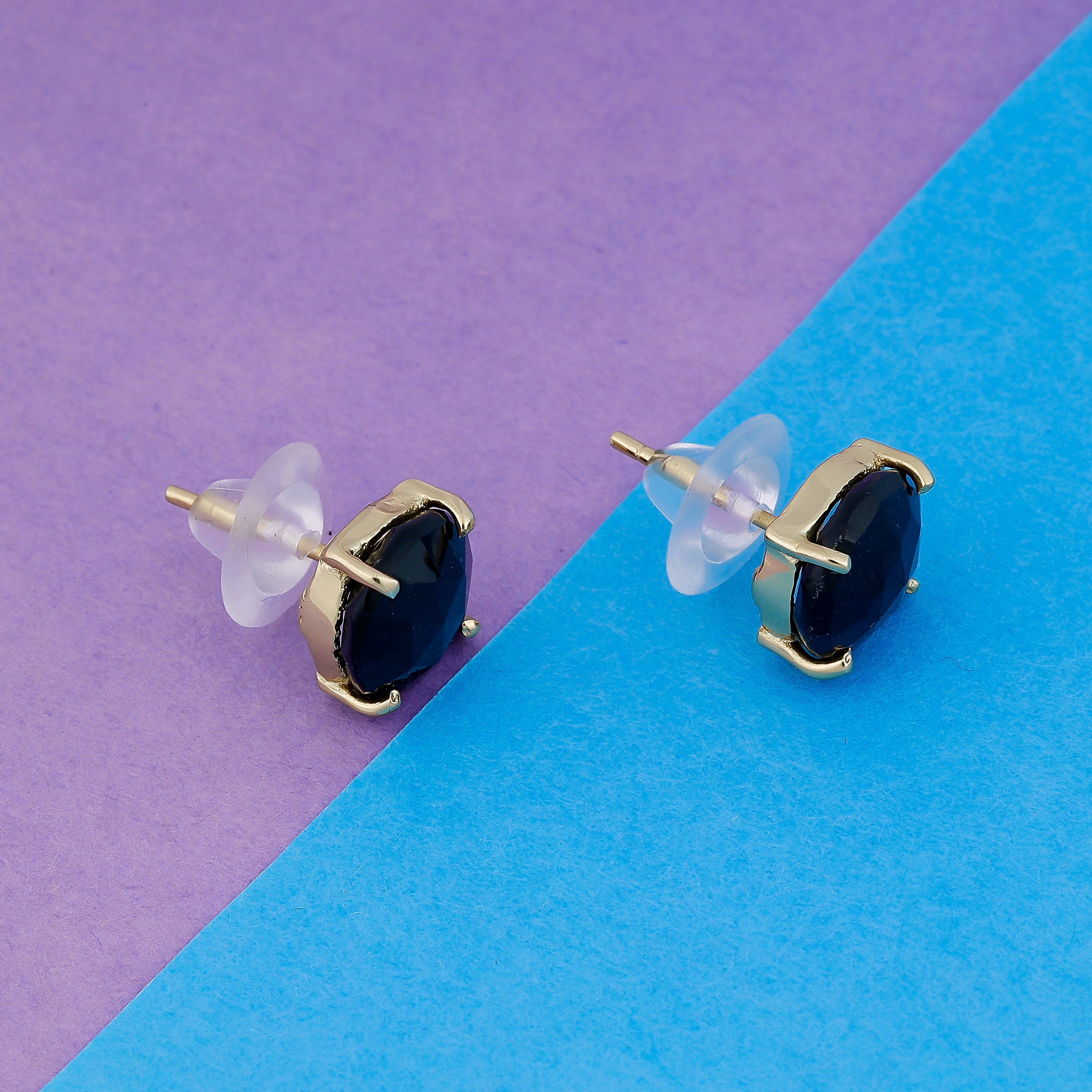 Elegant Handmade Black Onyx Stud Earrings – Gold-Plated Brass, Hypoallergenic Minimalist Jewelry My Store