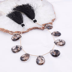 Faceted Black Rutilated Quartz Teardrop Beads Strand with Black Tassel – Gemstone Drops for Jewelry Making My Store
