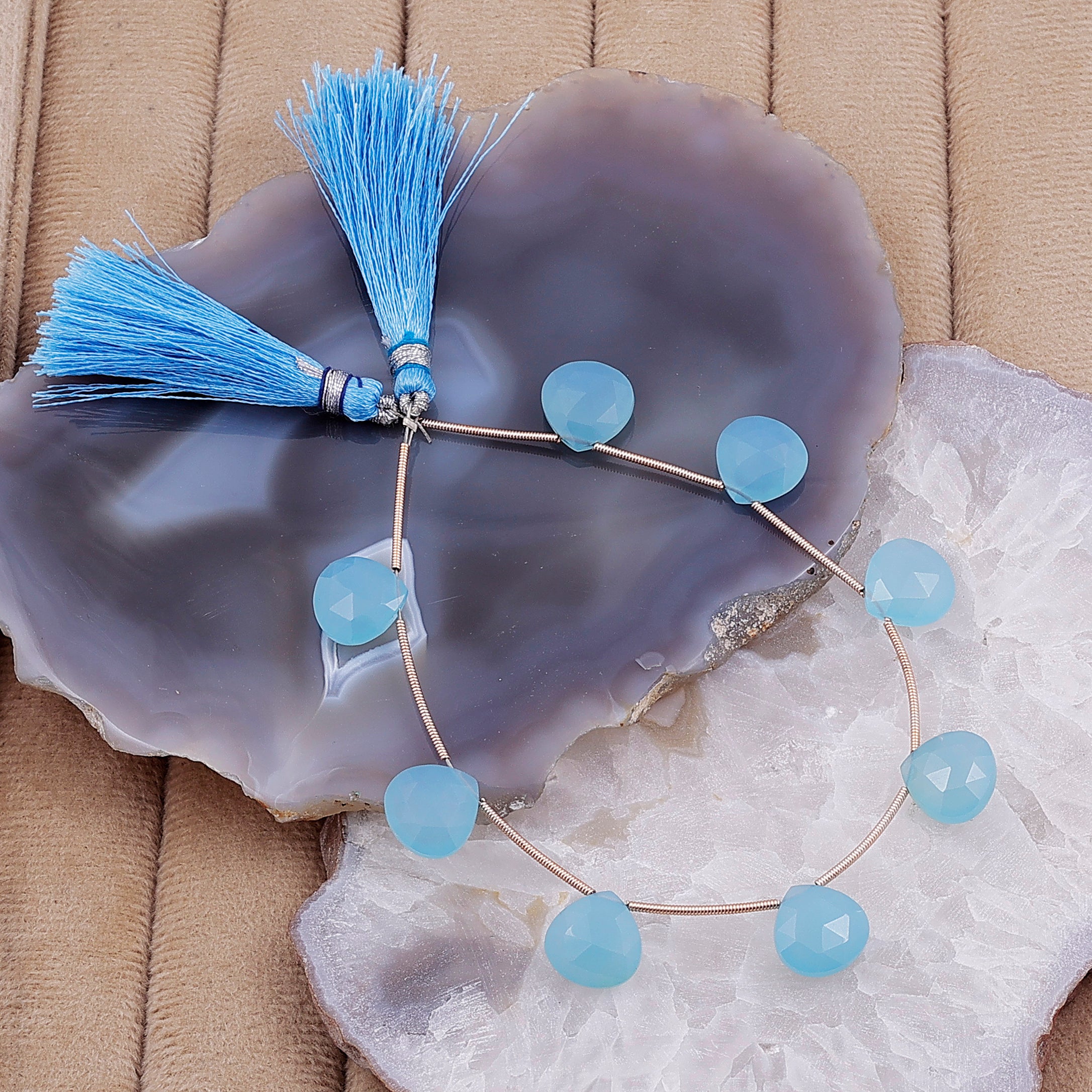 Faceted blue briolette stones for jewelry making