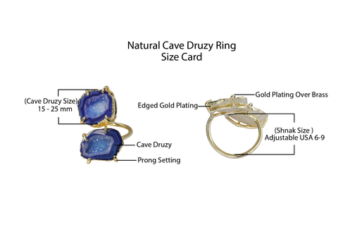 Twins Two Geode Gemstone Rings Prong Set 15 - 25 MM My Store