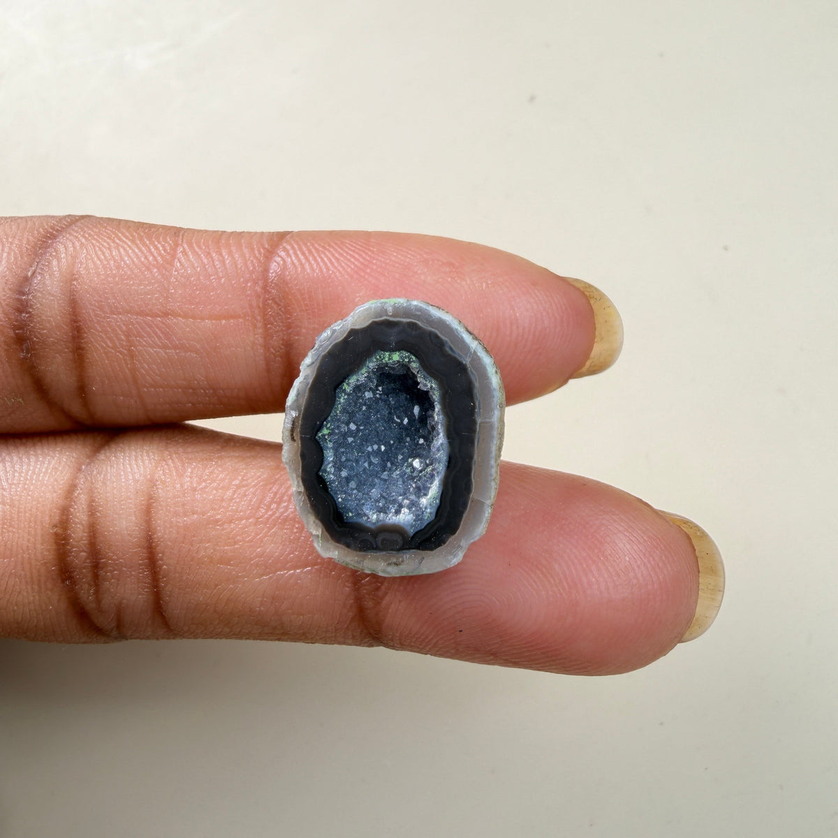 Black Agate Druzy Geode Slice 20–25mm | Natural Raw Stone for Handmade Rings | Wholesale Meena Design