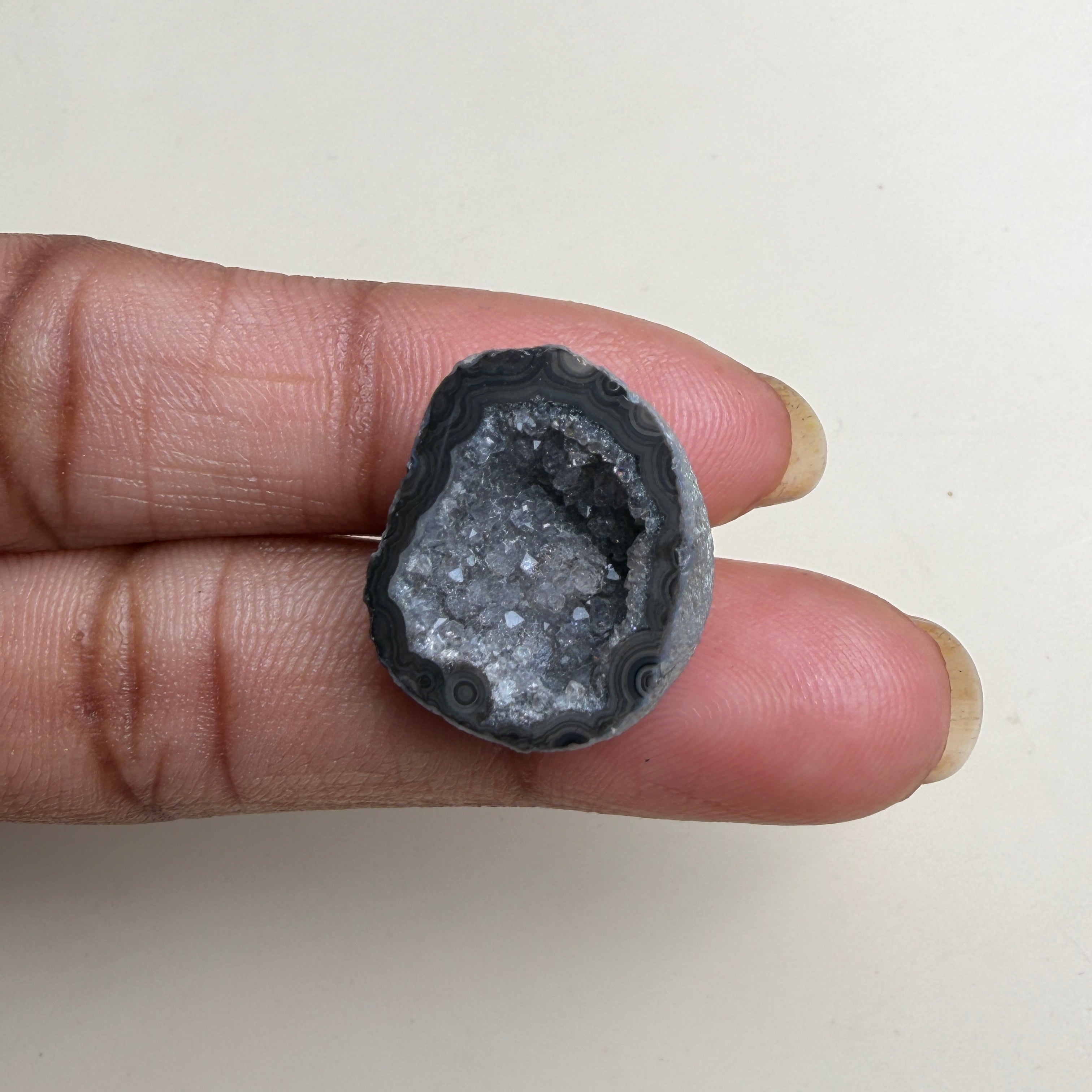 Black Druzy Agate Geode 20–25mm | Natural Slice Stone for Jewelry & Ring Making Meena Design