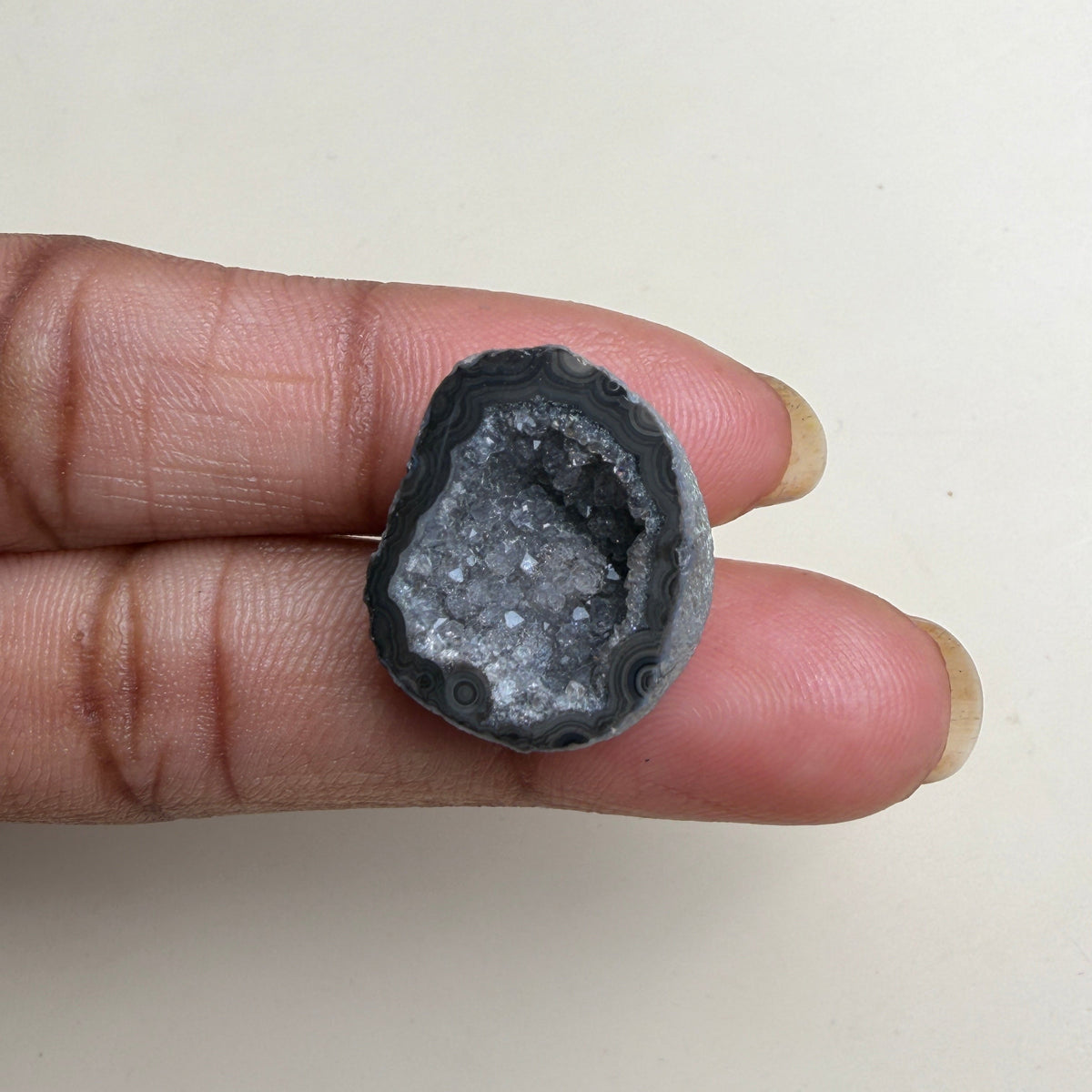 Black Druzy Agate Geode 20–25mm | Natural Slice Stone for Jewelry & Ring Making Meena Design