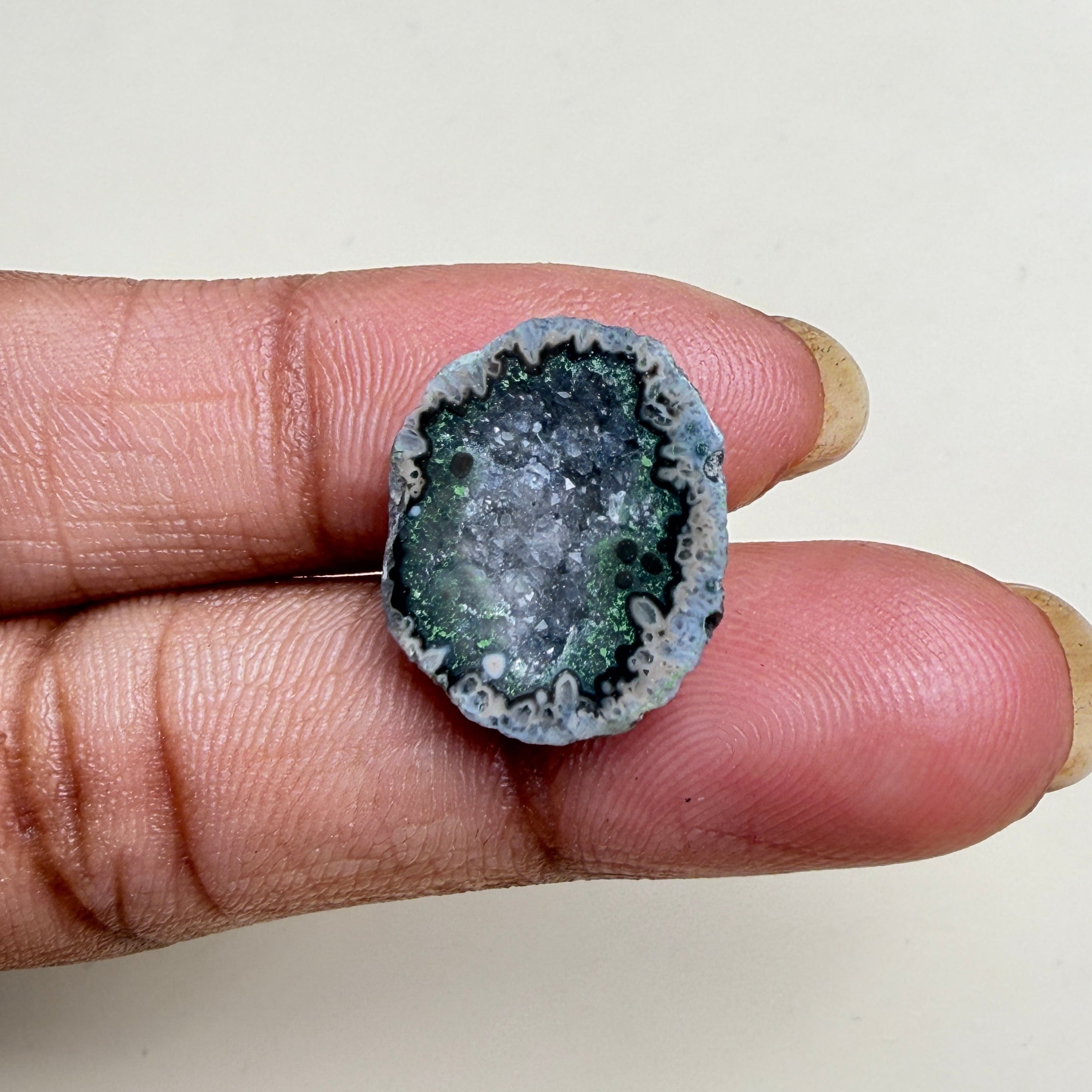 Organic Black Druzy Geode Slice 20–25mm | Natural Agate Jewelry Stone Meena Design