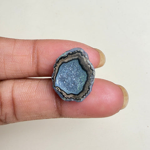 Natural Black Geode Druzy Gemstone 20–25mm | Raw Agate Slice Stone Meena Design