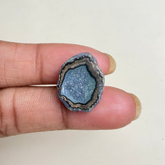 Natural Black Geode Druzy Gemstone 20–25mm | Raw Agate Slice Stone Meena Design