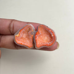 Wholesale Peach Geode Druzy Pair 20–25mm | Matching Agate Stones for Jewelry Making Meena Design