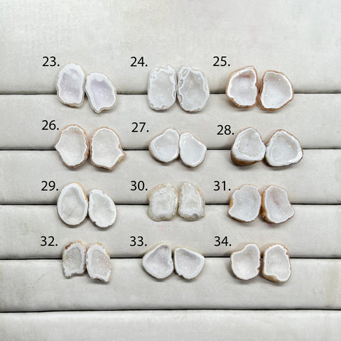 Geode Pairs by Selection 15 - 20 MM Milky White My Store