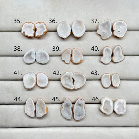Geode Pairs by Selection 15 - 20 MM Milky White My Store