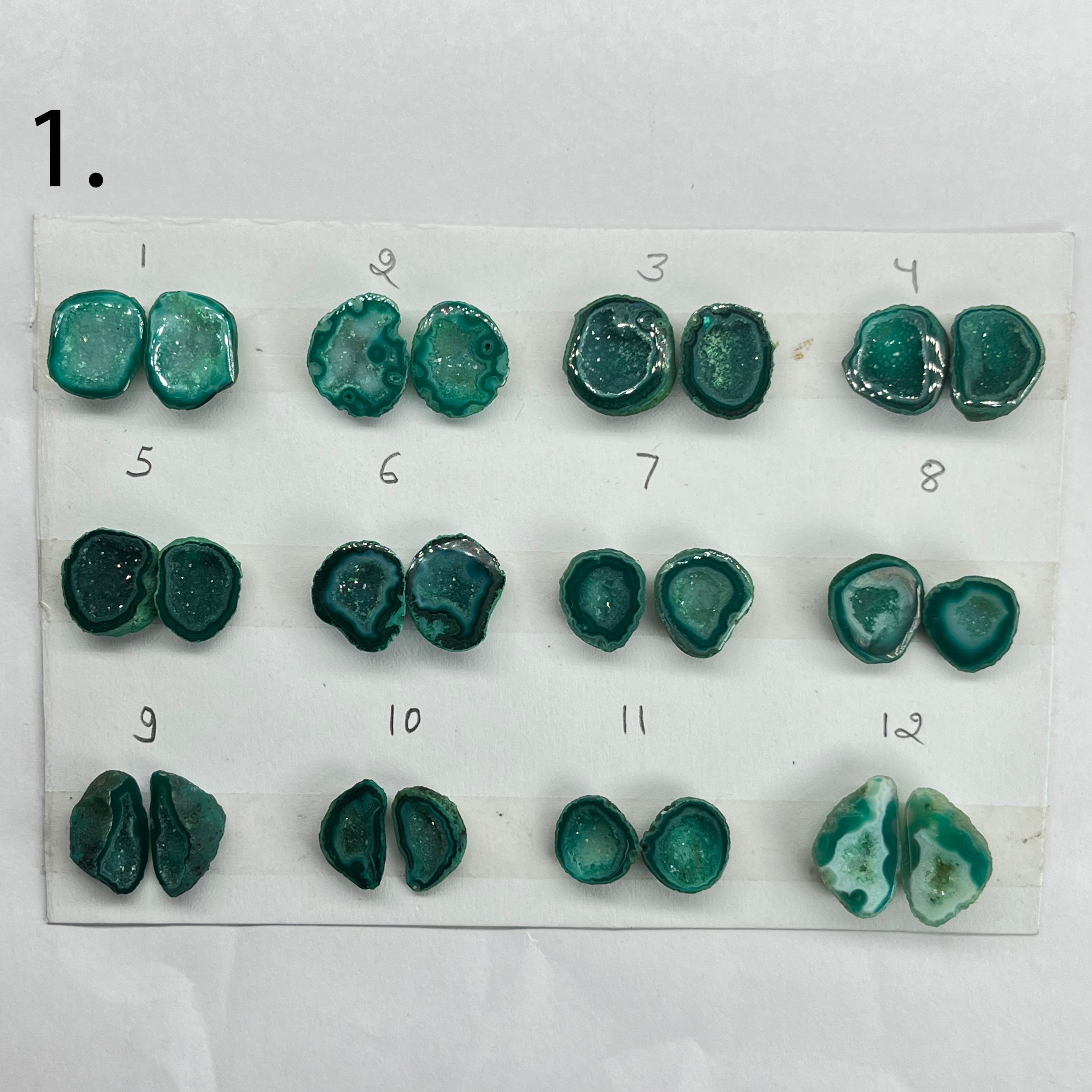 Geode Pairs by Selection 10 - 15 mm Green My Store