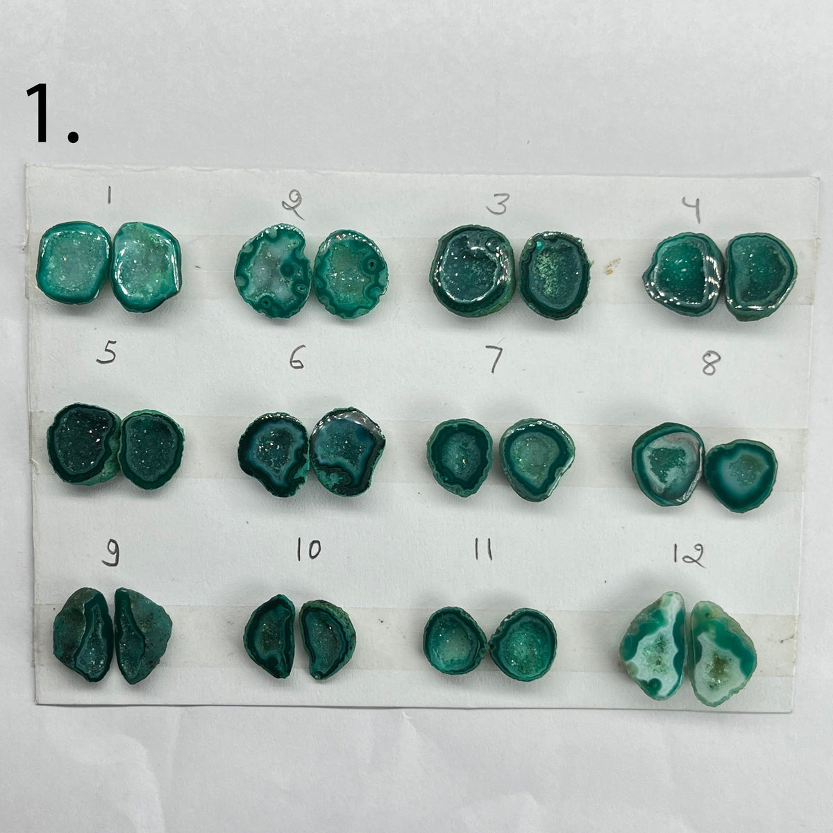 Geode Pairs by Selection 10 - 15 mm Green My Store