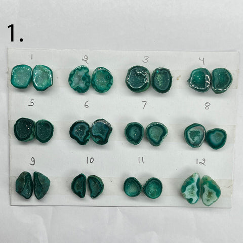 Geode Pairs by Selection 10 - 15 mm Green My Store