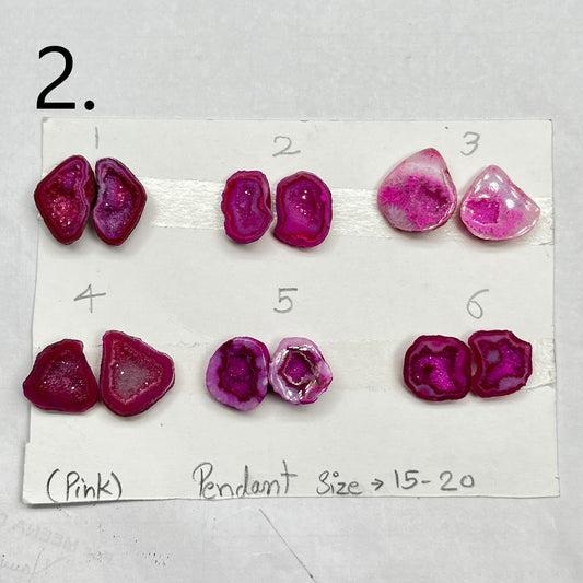 Geode Pairs by Selection 15 - 20 MM Pink My Store