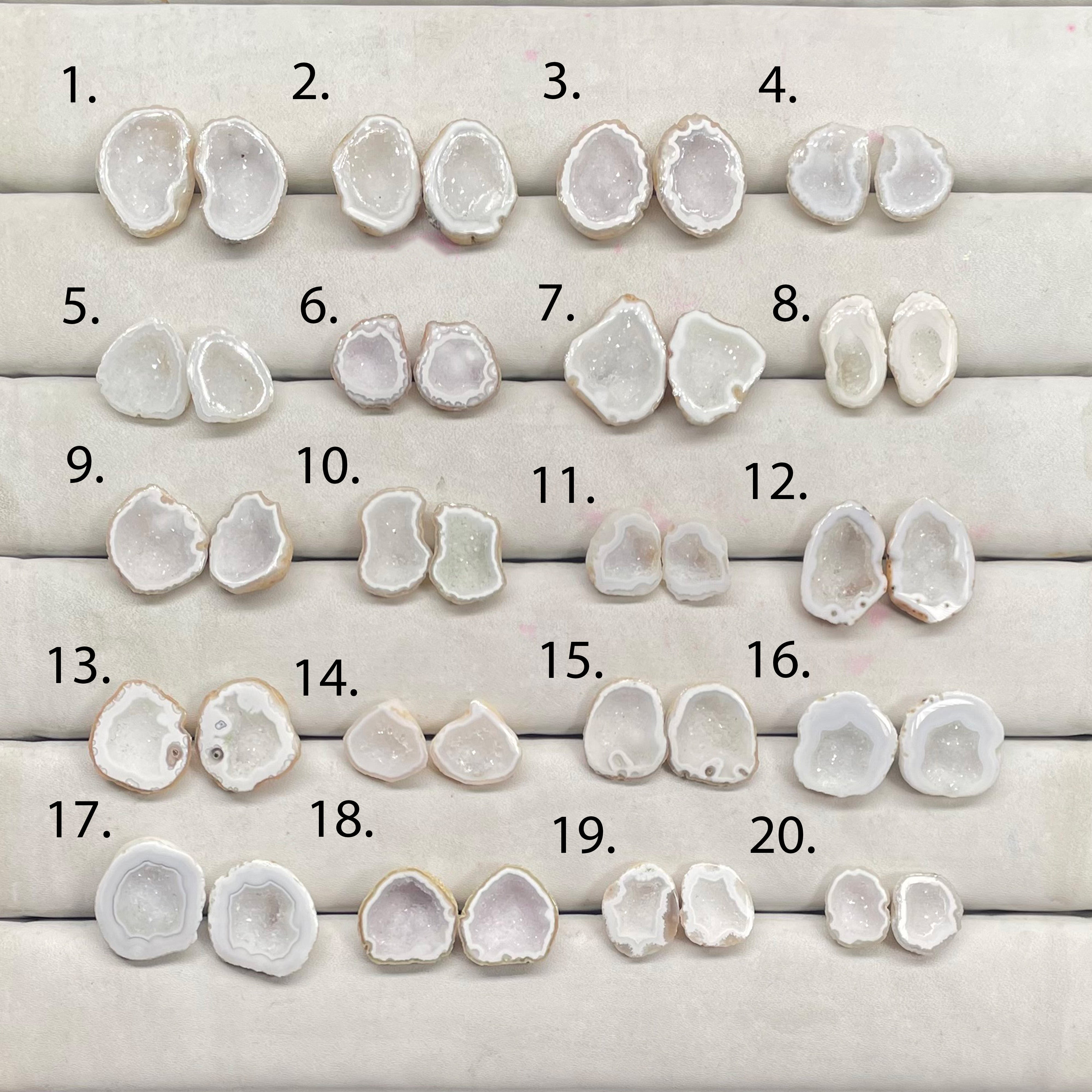 Geode Druzy  Pairs by Selection 15 - 20 MM White My Store