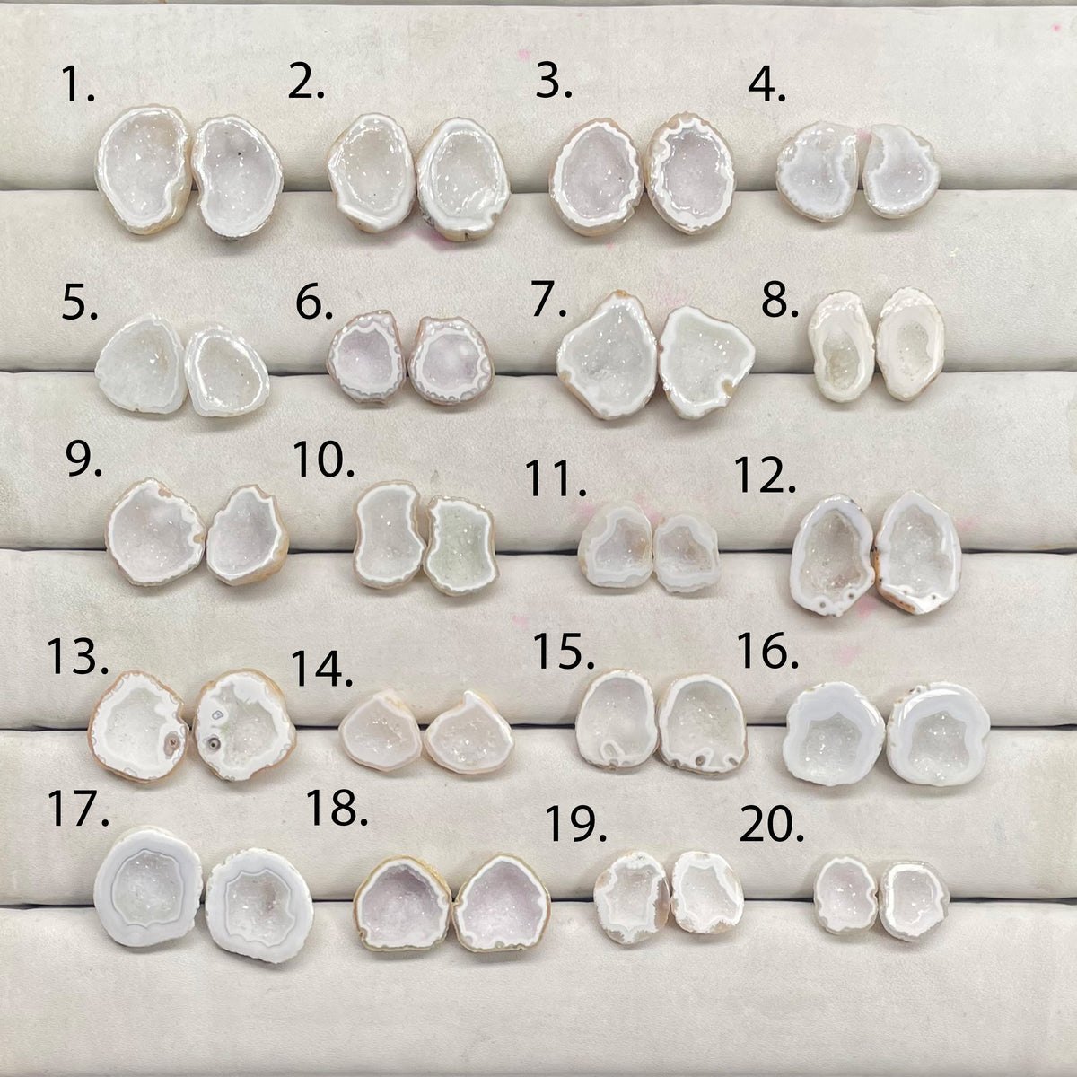 Geode Druzy  Pairs by Selection 15 - 20 MM White My Store