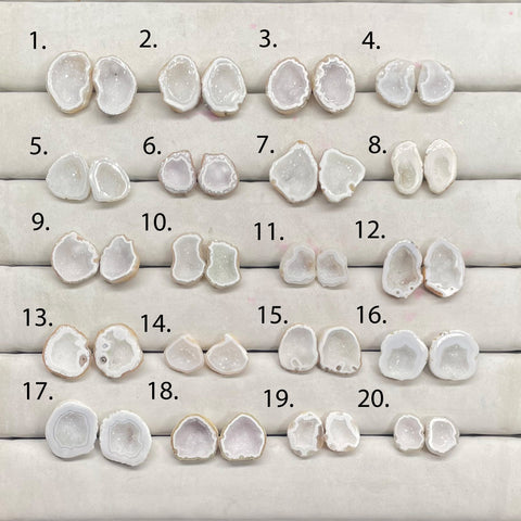 Geode Druzy  Pairs by Selection 15 - 20 MM White My Store