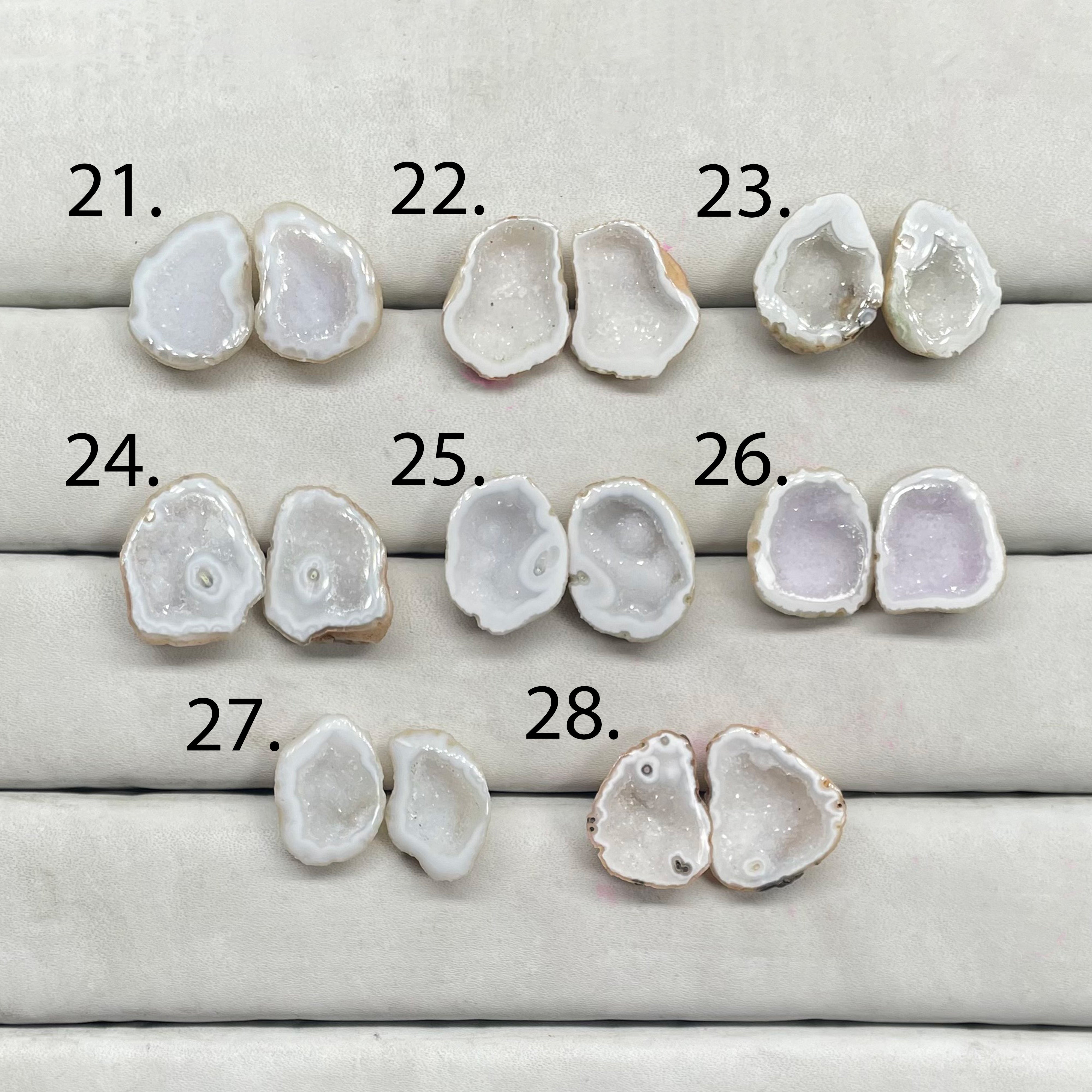 Geode Druzy  Pairs by Selection 15 - 20 MM White My Store