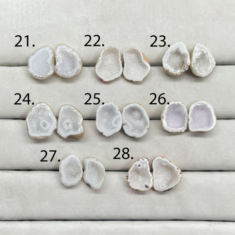 Geode Druzy  Pairs by Selection 15 - 20 MM White My Store