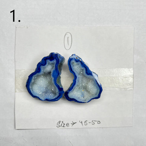 Geode ( Pairs ) Pendant stone by Selection 40 - 50 mm Blue My Store