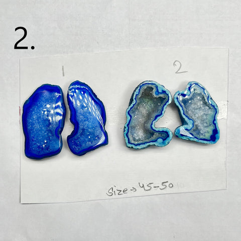 Geode ( Pairs ) Pendant stone by Selection 40 - 50 mm Blue My Store