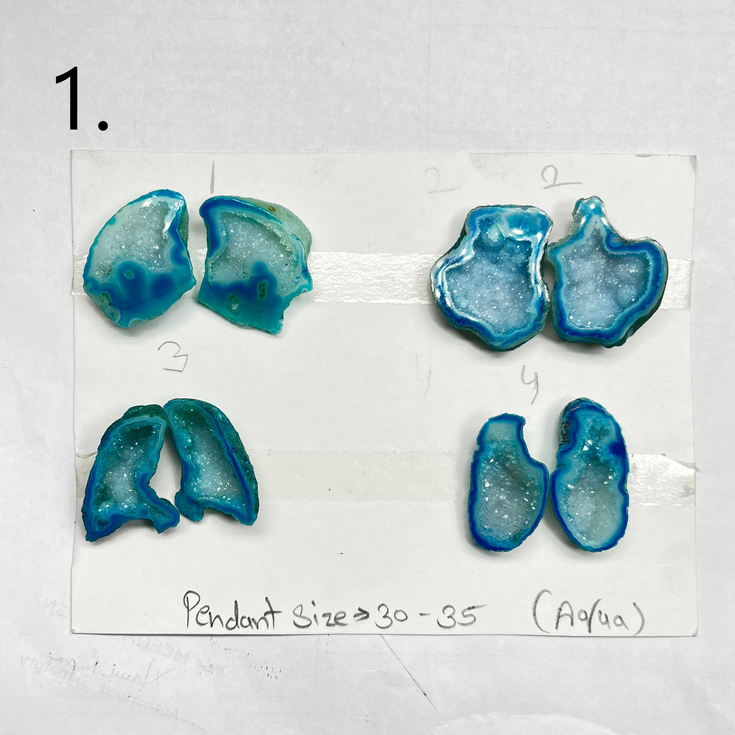 Geode ( Pairs ) Pendant stone by Selection 35 - 45 mm Aqua My Store