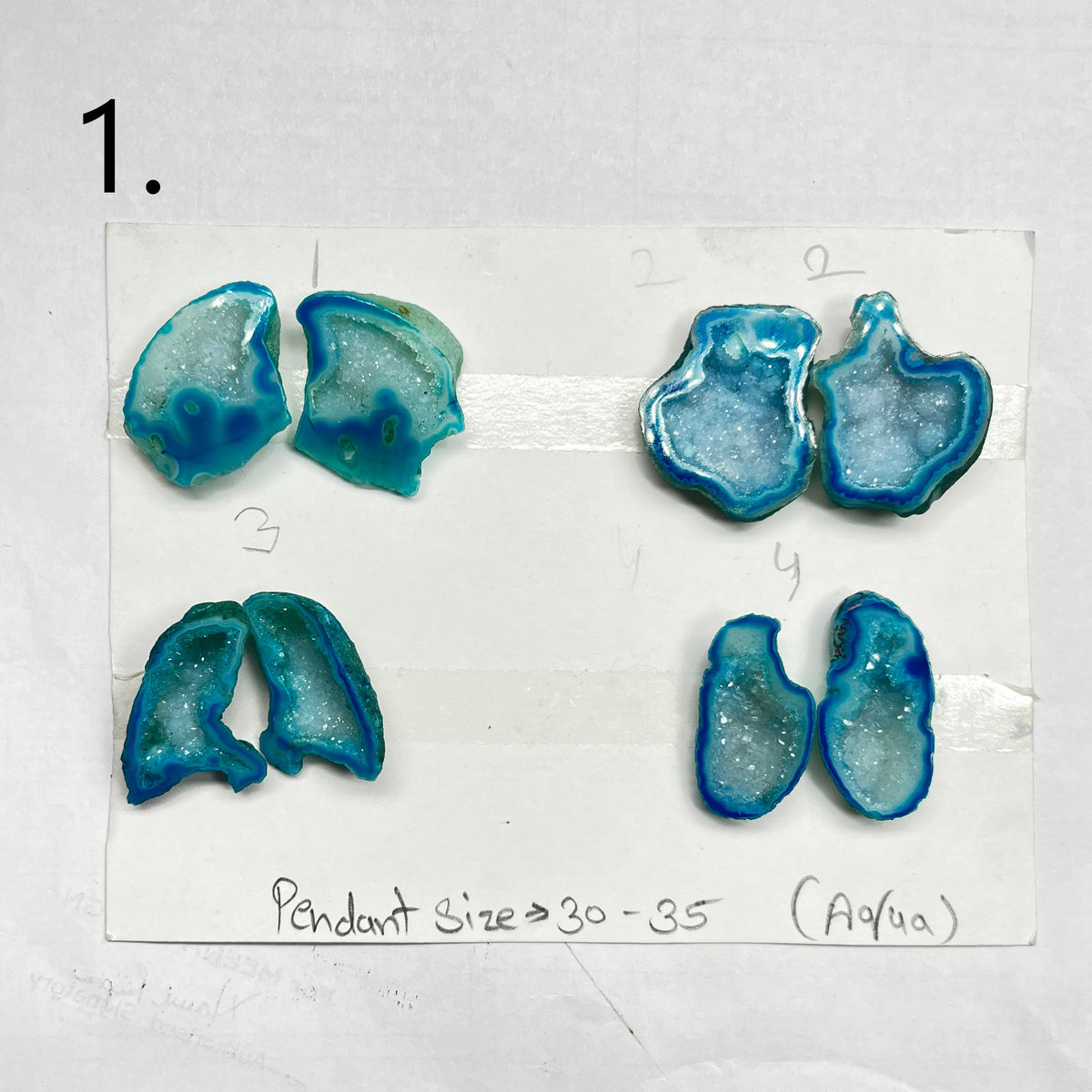 Geode ( Pairs ) Pendant stone by Selection 35 - 45 mm Aqua My Store
