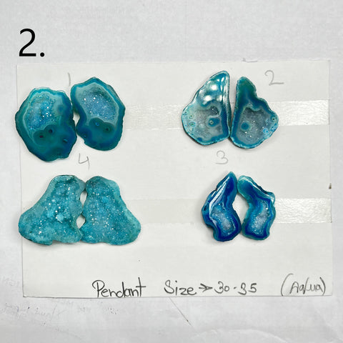 Geode ( Pairs ) Pendant stone by Selection 35 - 45 mm Aqua My Store