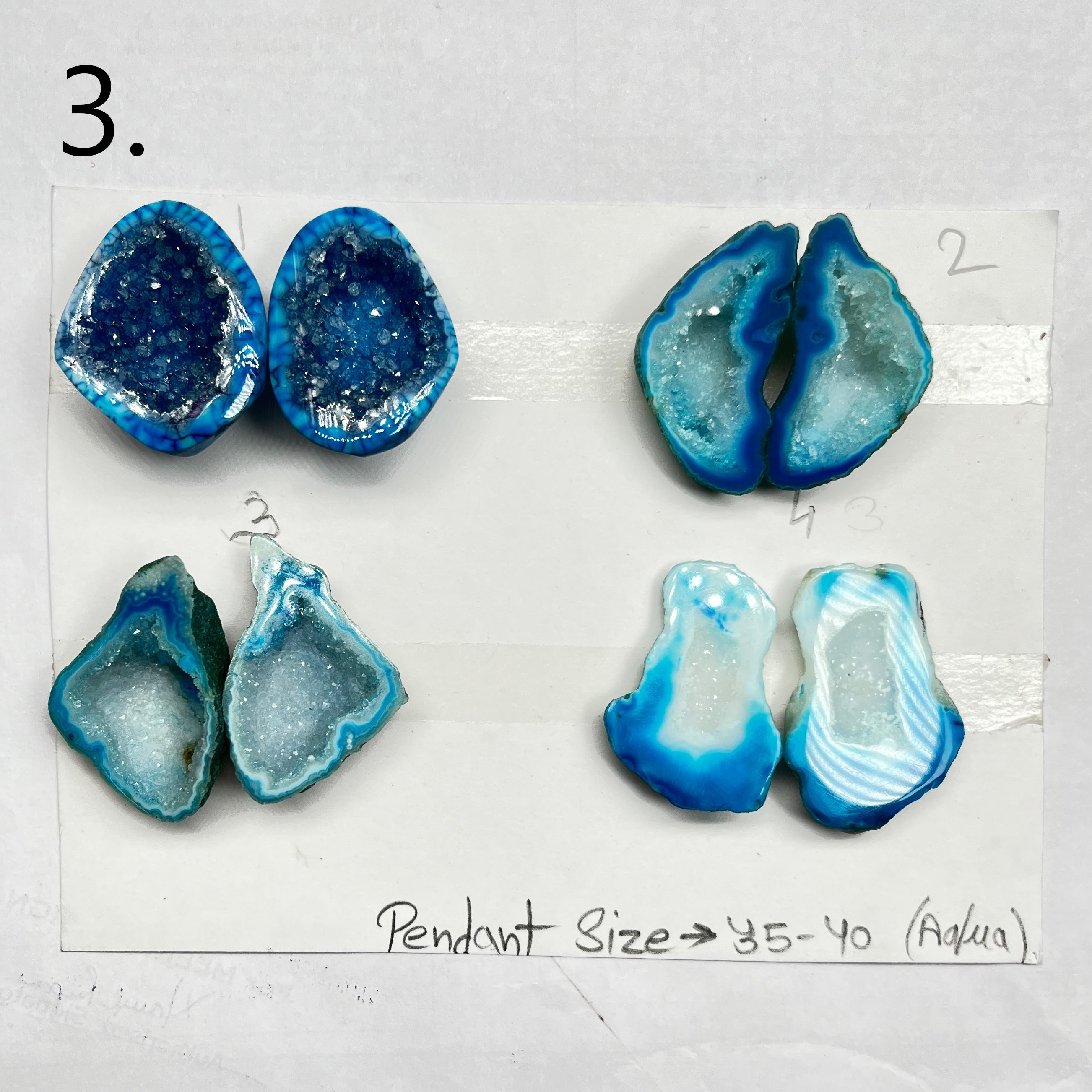 Geode ( Pairs ) Pendant stone by Selection 35 - 45 mm Aqua My Store