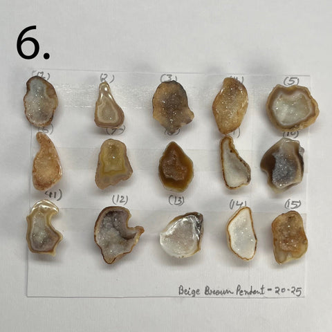 Geode Pendant stone by Selection 20 - 25MM Beige My Store