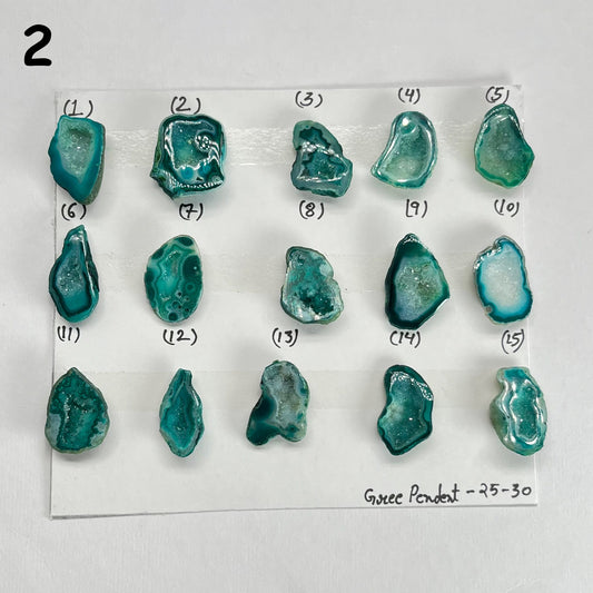 Geode Pendant stone by Selection 25 - 30MM Green My Store