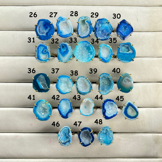 Rings by Selection Anokha Brass Gold Plated 20- 25 MM aqua My Store