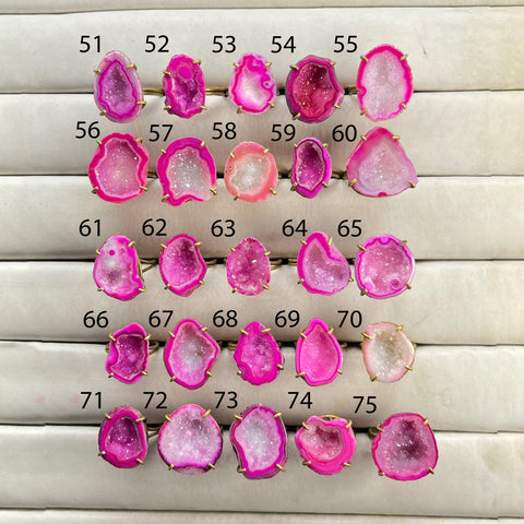 Rings by Selection Anokha Brass Gold Plated 20- 25 MM Pink My Store