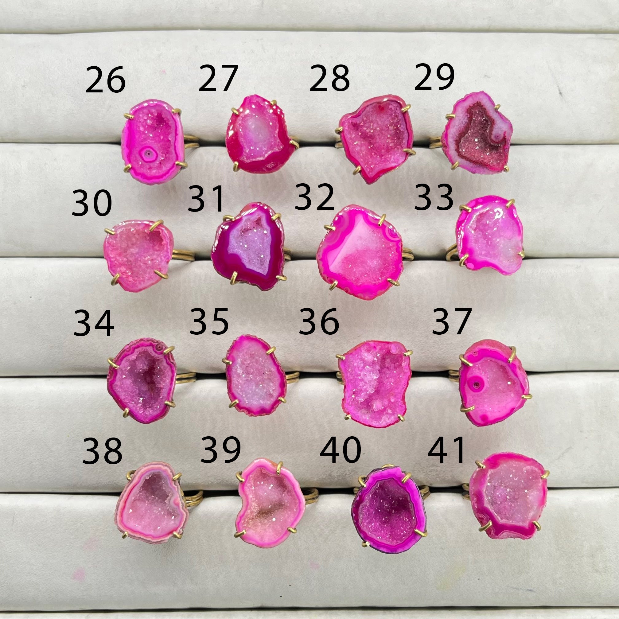 Rings by Selection Anokha Brass Gold Plated 20 - 25 MM Pink My Store